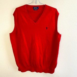 1XB/ 1G Ralph Lauren Classic Vintage Red V Neck Sweater Vest w149
